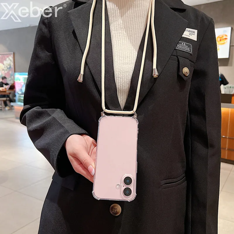 Crossbody Necklace Cord Lanyard Transparent Phone Case - Soft Cover