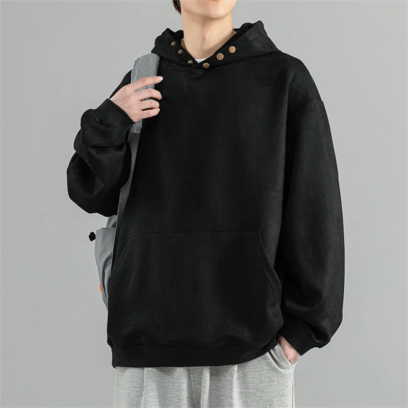 

Новинка Осень 2023, Модный молодежный простой свитер с капюшоном, мужской повседневный свободный Универсальный свитер с длинным рукавом, пальто