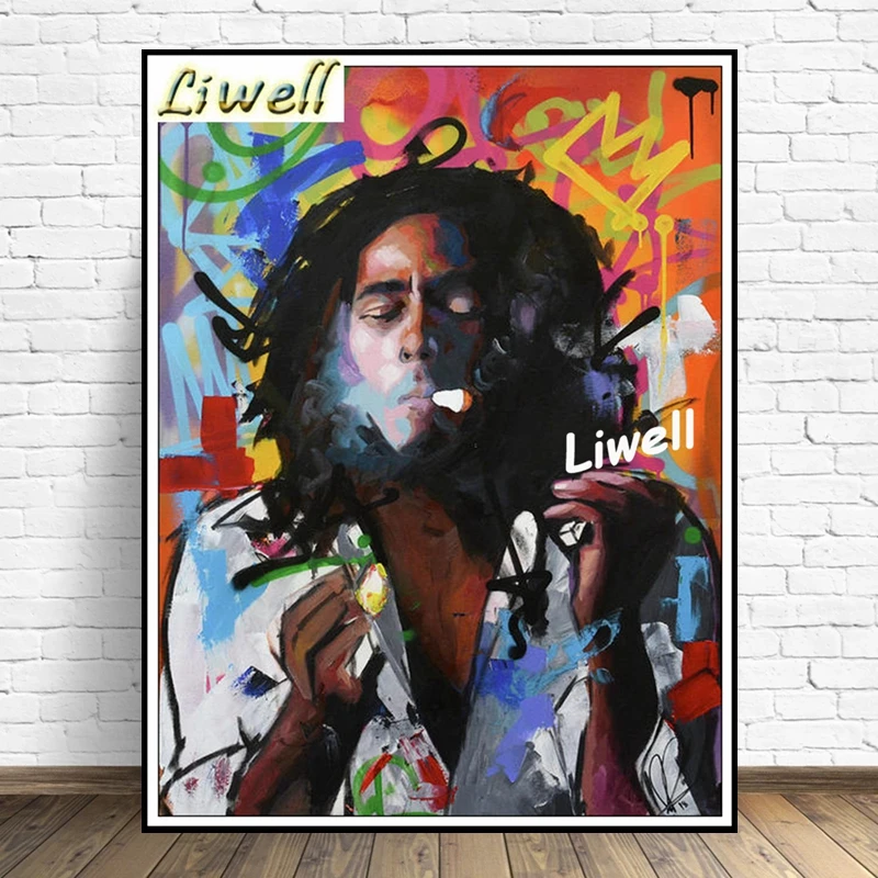 家の装飾のためのガメとボブマーリーの絵,落書き,愛の桃のポスター