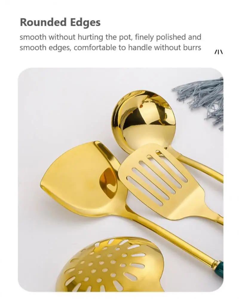 Nordic Design Golden Base Cooking Utensils Set With Golden Stylish Stand 14 Nordic Design Golden Base Cooking Utensils Set With Golden Stylish Stand