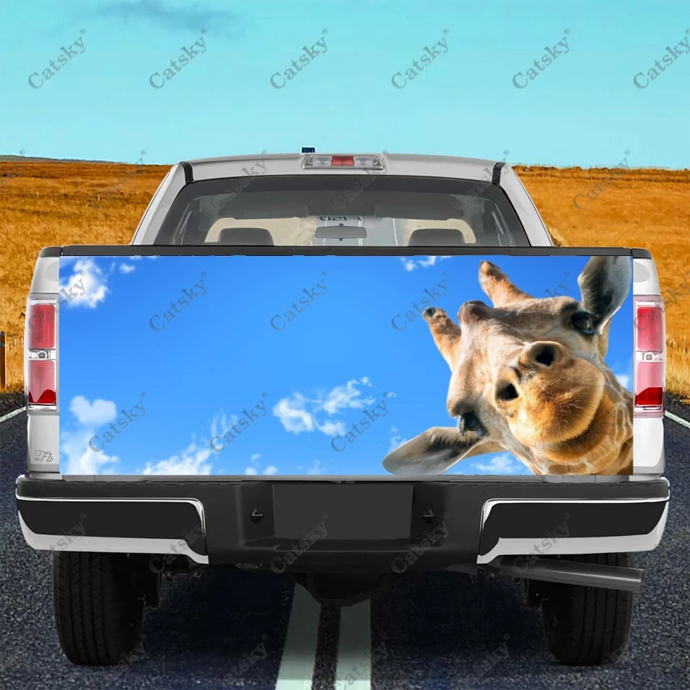 

Защитная виниловая наклейка на багажник автомобиля с изображением животных жирафа неба, наклейка для украшения капота автомобиля, наклейка для внедорожника, пикапа