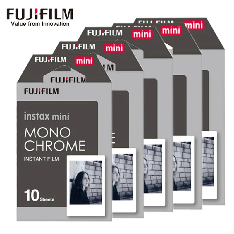 10-100 Foglio Fujifilm Instax Mini Film Di Carta Pellicola Monocromatica Per Fujifilm Mini 12 11 9 8 7S 90 Instax Camera 3 Pollici Mini Film