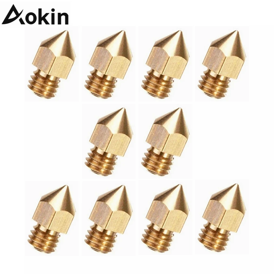 10pcs MK8 Extruder Nozzle 0.2 0.3 0.4 0.5 0.6 0.8 1.0mm Brass M6 Thread 1.75MM Filament for 3D Printer Hotend CR10 Ender3