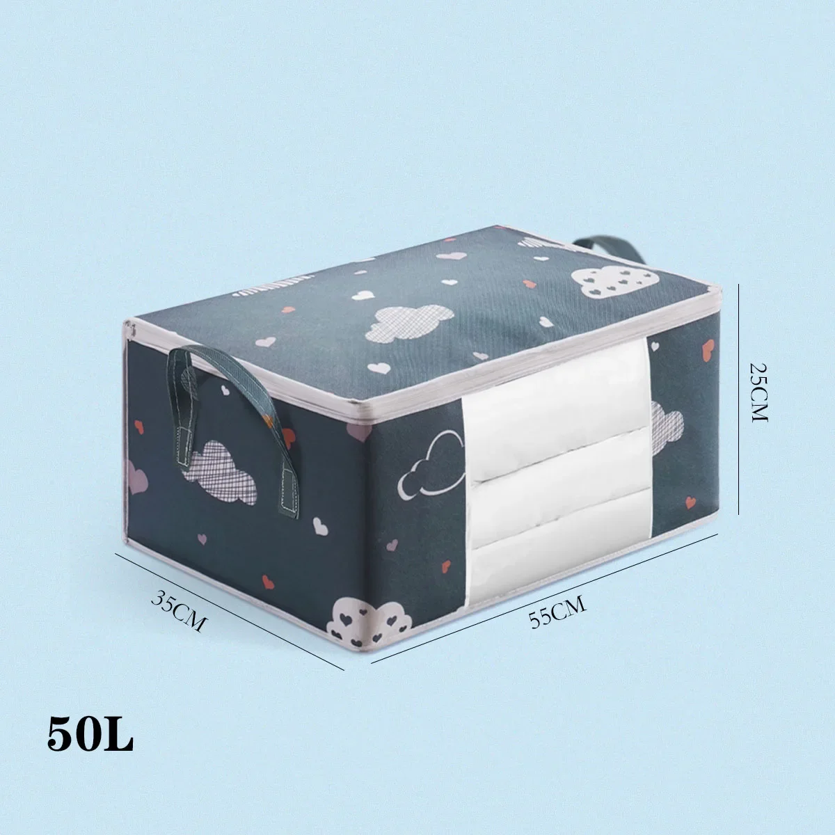 Description Picture 3 of itemNon-woven Foldable Storage Box organizer Portable Clothes Organizer Tidy Suitcase Home Storage Box Quilt Storage Container Bag