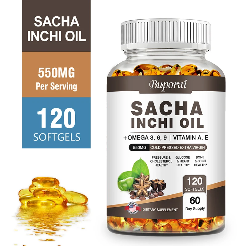 Sacha Inchi Oil Rich Source of Omega 3 6 and 9 Essential Fatty Acids for Brain & Heart Health
