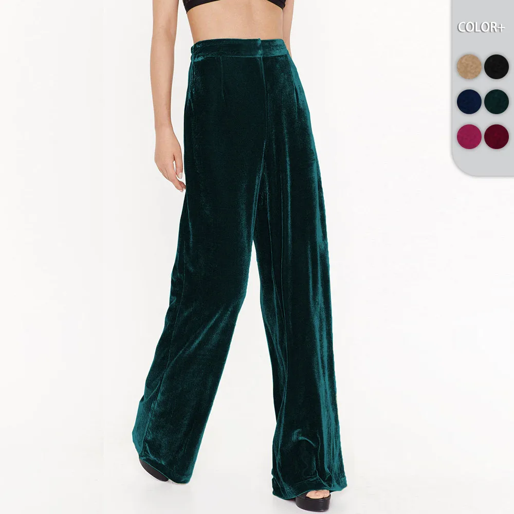 

2023 Summer European and French Style New Pants Design Sense Velvet Wide Leg Women's Elegant Casual Pants