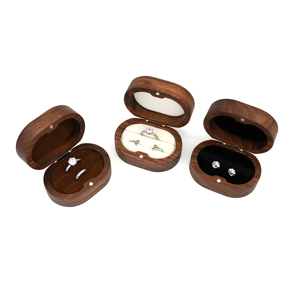 Handmade Rustic Wooden Wedding Ring Box with Velvet Interior and Magnetic Closure – Wal... - SKU WWRB1950 - UGI Packaging