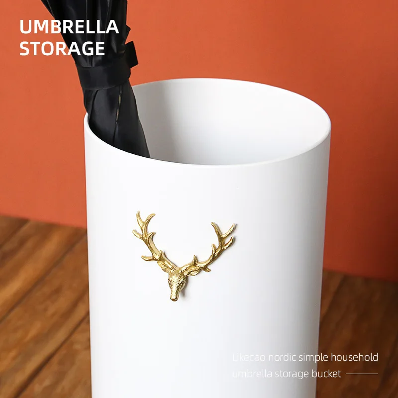 

Nordic creative umbrella rack household commercial deer head umbrella storage bucket umbrella rack