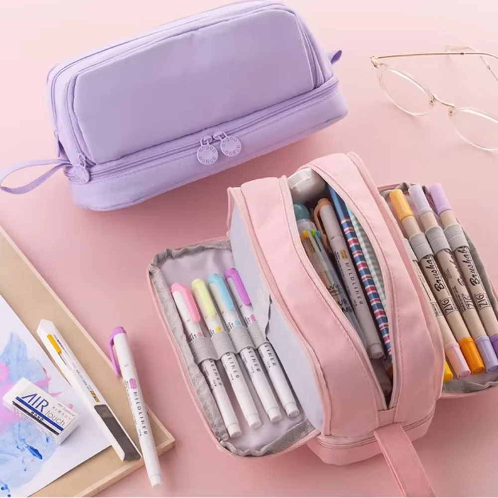 High Quality 3/4 Compartment Pencil Case Multilayers Pen Bag Transparent Partition Stationery Storage Pouch Stationery Organizer
