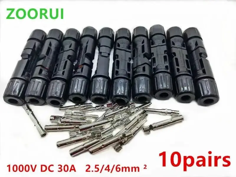 Tuv Spedizione Gratuita 10 Pz Connettore Solare Pv Plug 1000V Dc 30A Kit Connettori Per Fotovoltaico Pv/Mc Cavo 2.5/4/6M