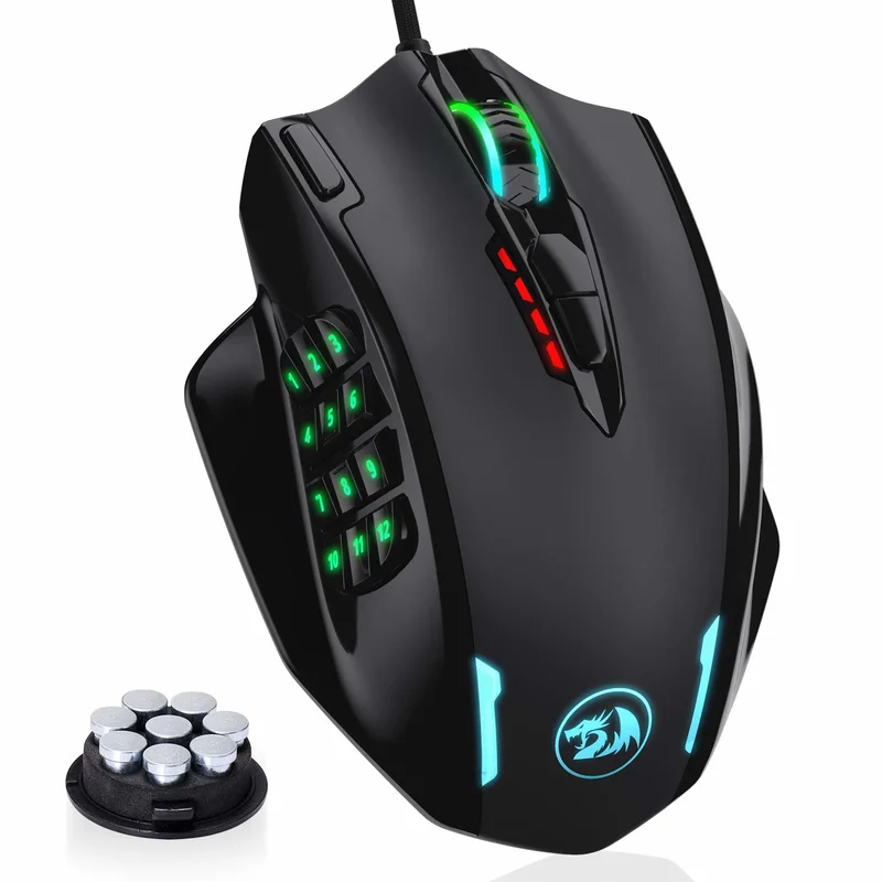 Redragon M908 RGB-Hintergrundbeleuchtung, LED-USB-Gaming-Maus, 18 programmierbare Maustasten, 12400 DPI