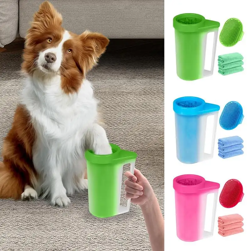 

Dog Paw Washer With Handle Absorbent Tow,els Included Paw Washer Dog Paw Cleaner Utdoor Pet To,wel Foot Washer Paw Clean Brush