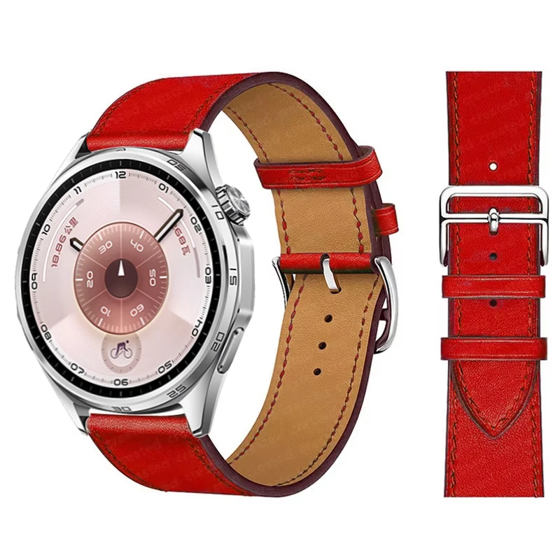 Elegant Leather Wristband Replacement for Smartwatches - 20mm/22mm Strap Bracelet