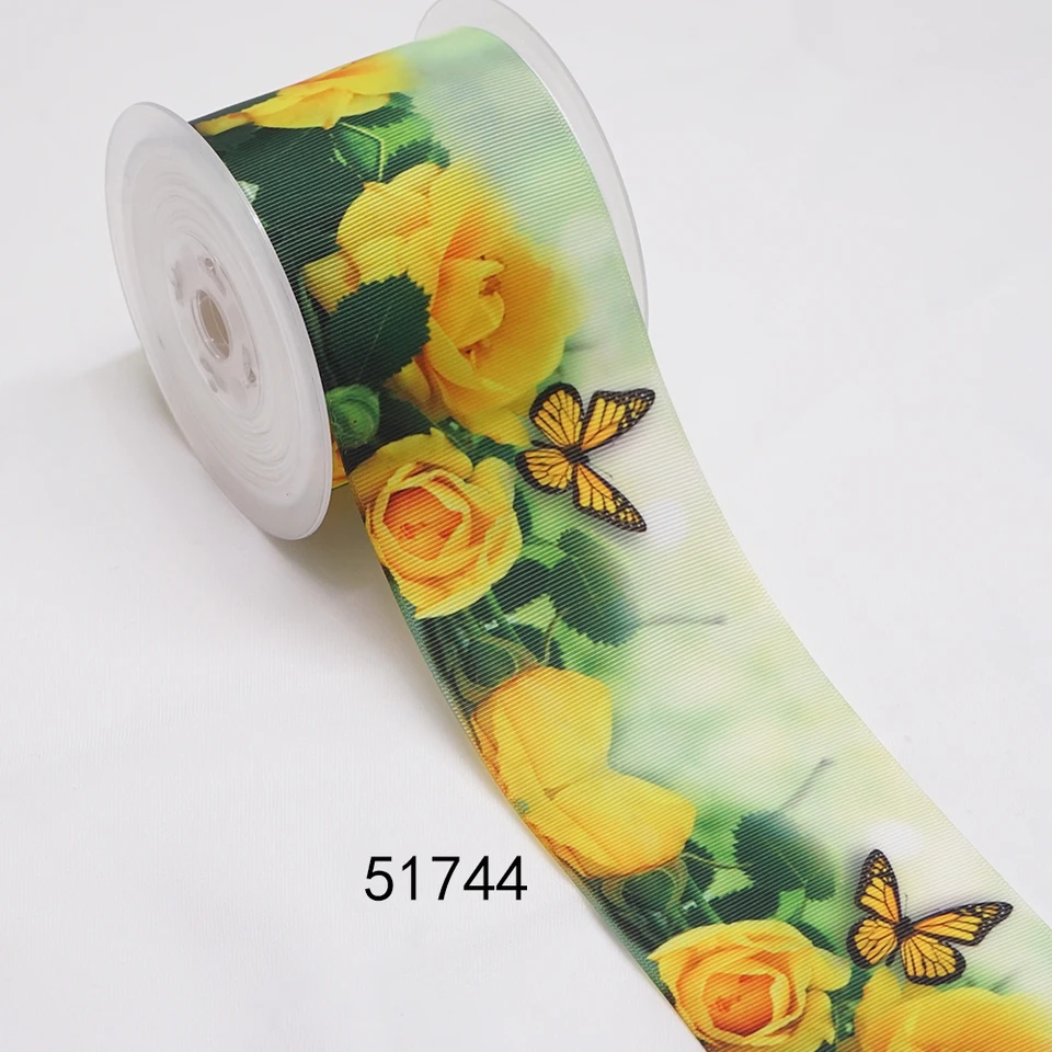 Diyのための花蝶プリントグログランリボンクラフト用品縫製