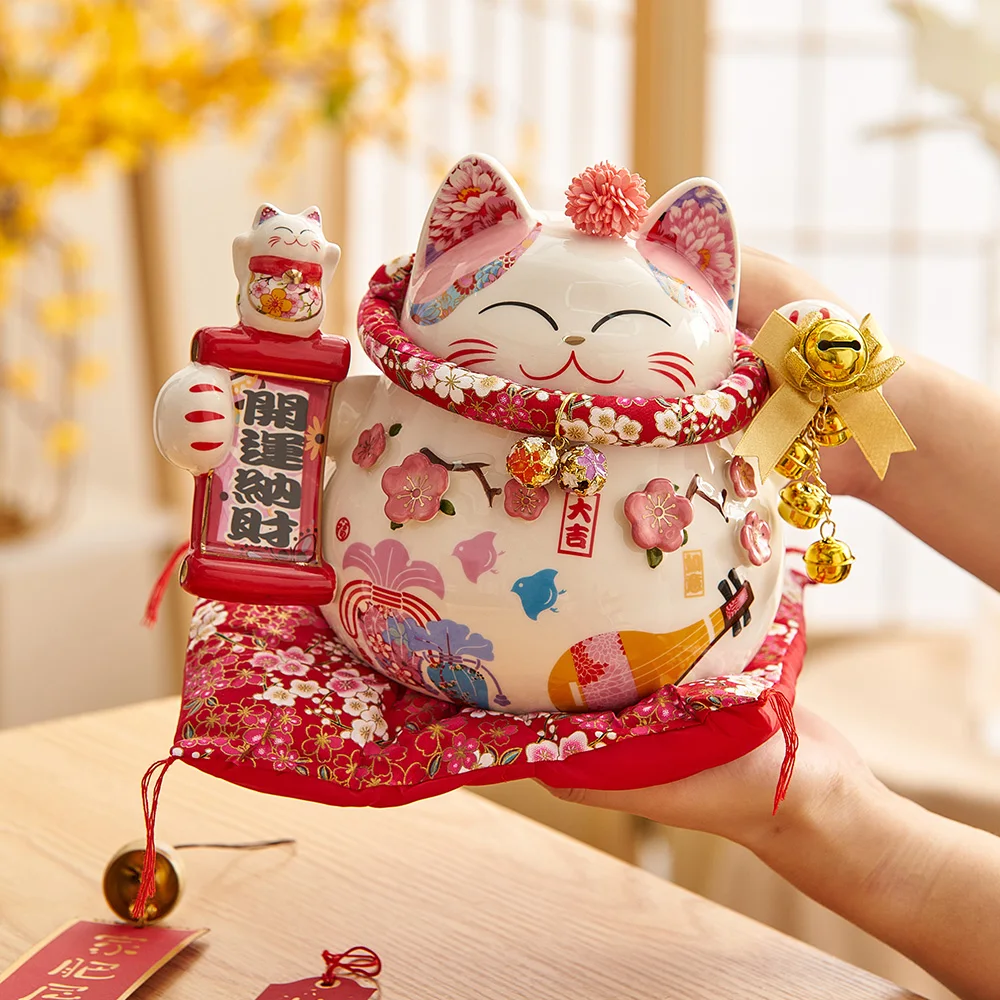 

Japanese Porcelain Maneki Neko Lucky Cat Home Decor Piggy Bank Kawaii Porcelain Fortune Cat Statue Kawaii Room Decor Accessories