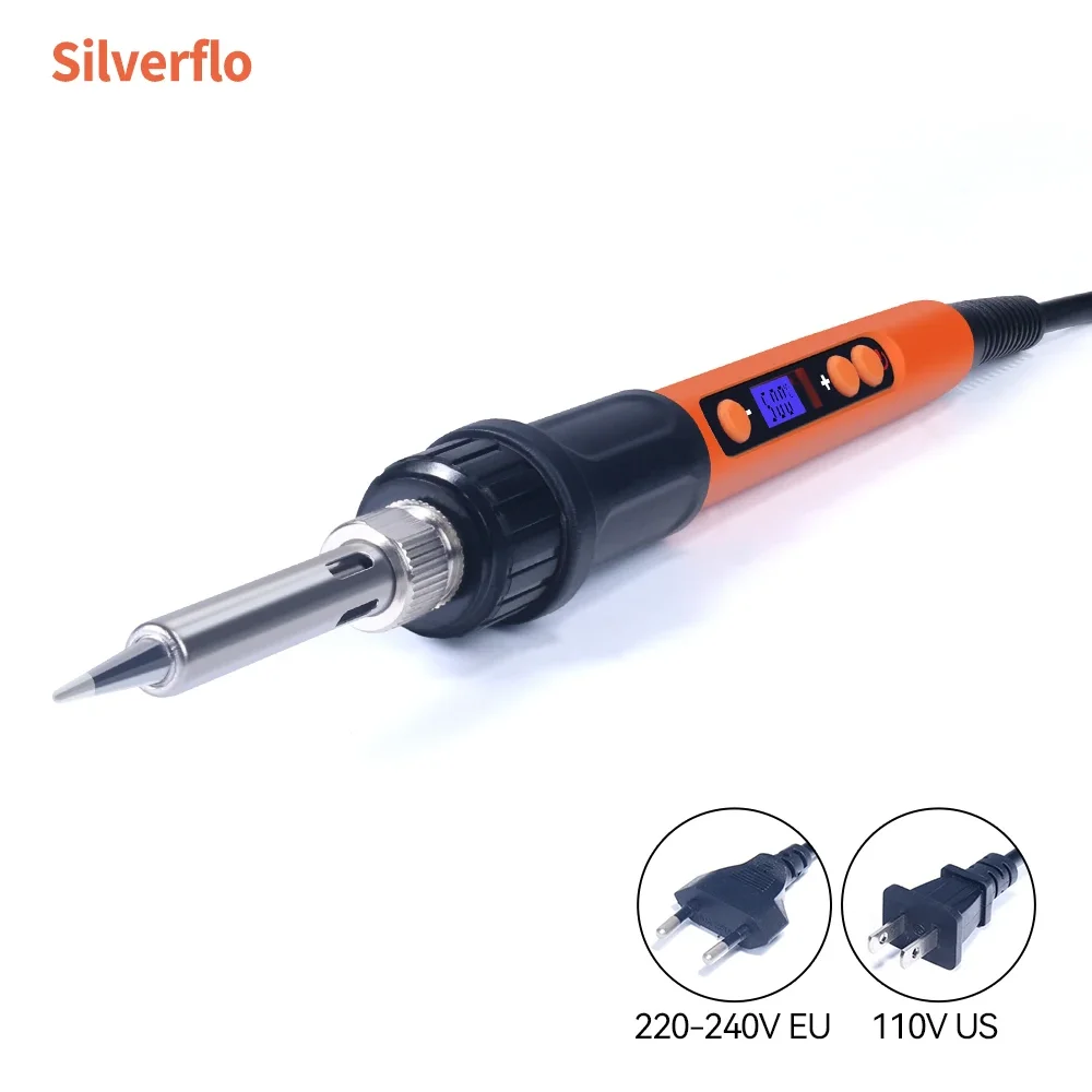 Silverflo 928D-I Electric Soldering Iron Adjustable Temperature Soldering Iron Kit Plug-in Heating Core Digital Display