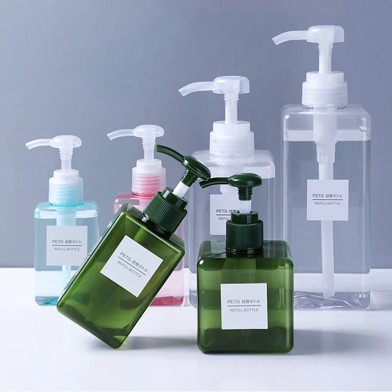 Portable Travel Pump Soap Dispenser 100-650ml Bathroom Sink Shower Gel Shampoo Bottle