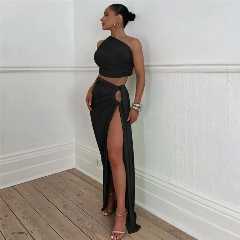 Style Autumn and Winter New Women's Sexy off-Shoulder Backless Vest Slim Split Skirt Suit for WomenCok