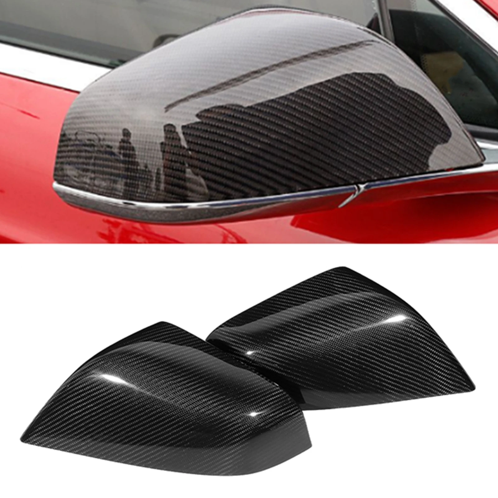 

Carbon Fiber Rearview Wing Mirror Cover Housing Fits For Tesla Model S 2016‑2018