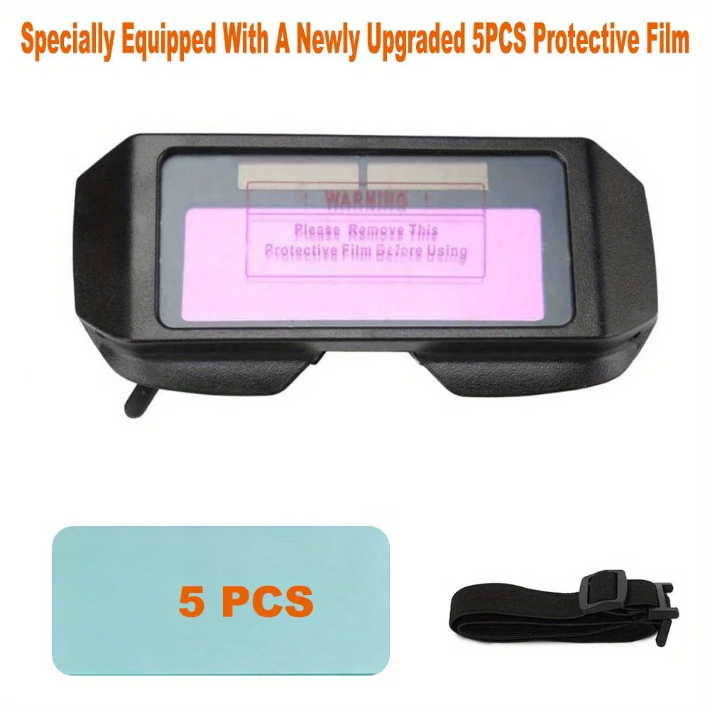 1 Set Automatic Dimming Welding Glasses With 5pcs Protective Film Solar Powered Auto Darkening Welding Glasses Welder Glasses