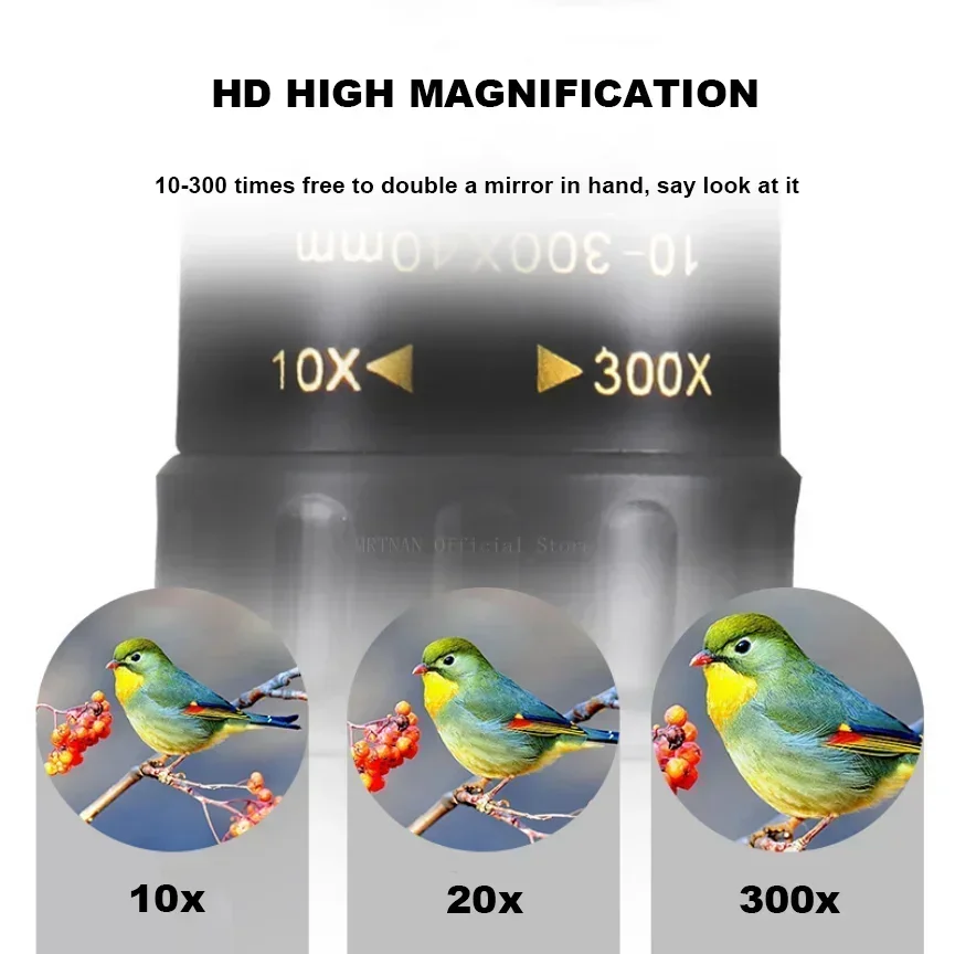 10-300x40 줌 망원경 HD 휴대용 강력한 쌍안경 사냥 캠핑을위한 장거리 전문 단안