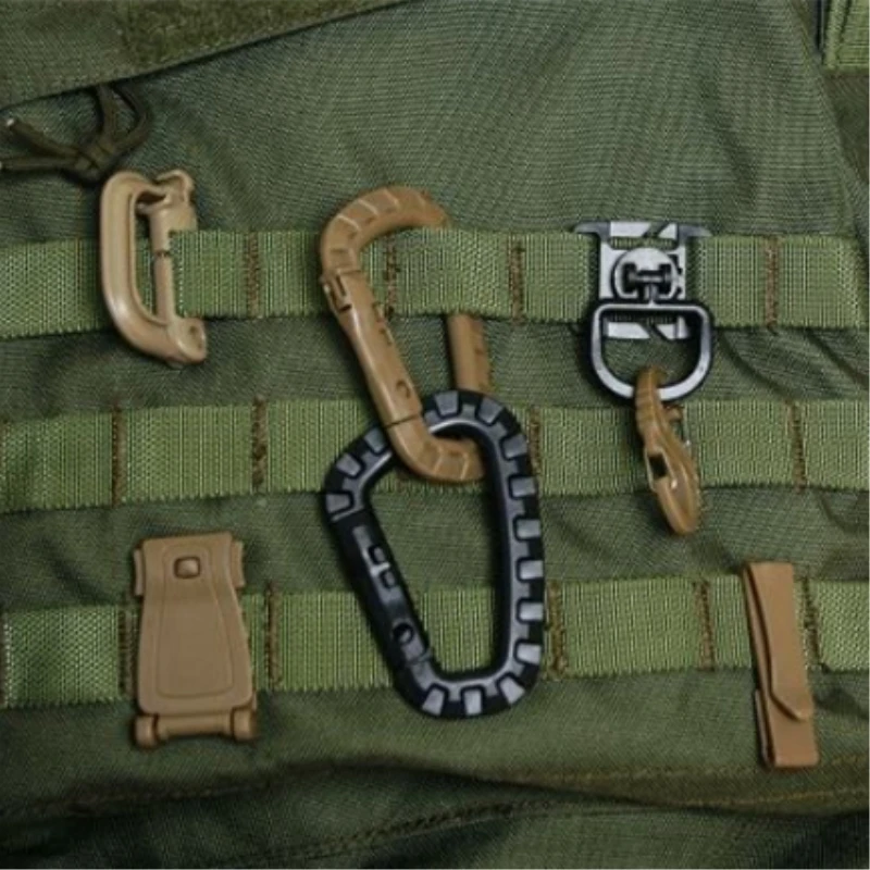 Outdoor Medium Load Weight Plastic Steel Link Button Nylon Button Tactical D Clasp Mountaineering Military Camping Accessories climbing buckle