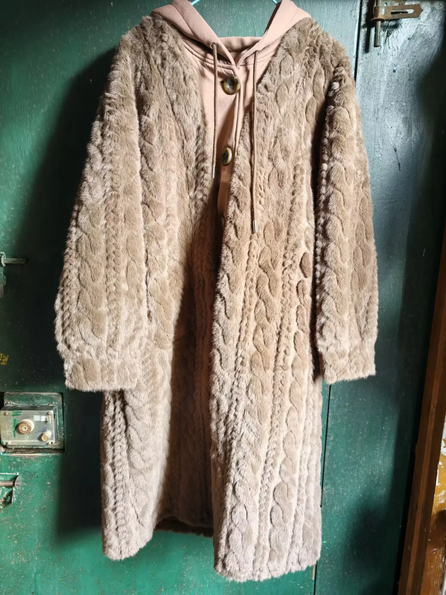 Winter Thick Warm Maternity Mink Fur Coats X-long Pregnant Woman Outwear with Hat Faux Two Pieces Pregnancy Faux Fur Jacket