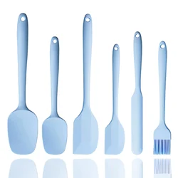 Premium 6-Piece Grey Silicone Spatula Set - Non-Stick, Heat Resistant (Blue)