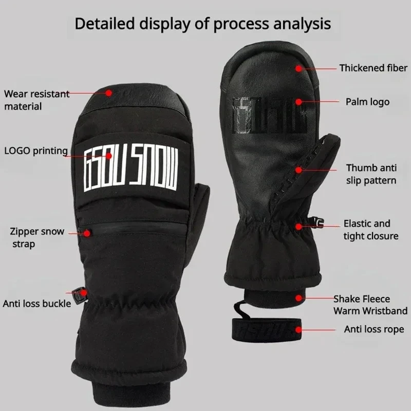 Couple Winter Skiing Gloves Women Five Finger Mitten Wear-resistant Waterproof Ski Mittens Thickened Warm Snowboard Inner Gloves 5