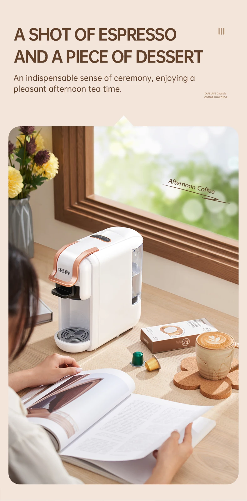 Cafelffe Multiple Capsule Coffee Machine 4 in 1 Hot/Cold DG Cappuccino Nes Small Capsule ESE Pod Ground Espresso Cafeteria 19Bar