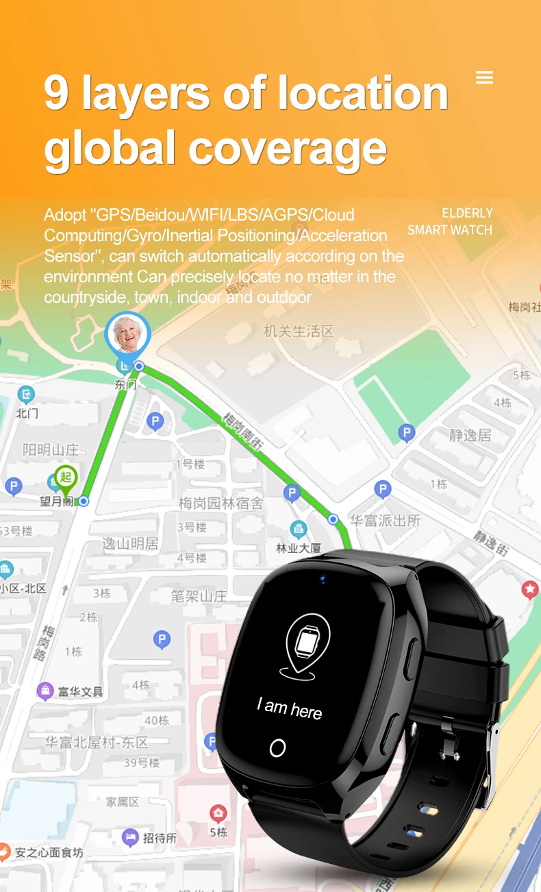 4G Elderly Tracker Smartwatches Body Temperature Heart Rate Blood Pressure GPS Location Tracking Phone Watch for Old People D300