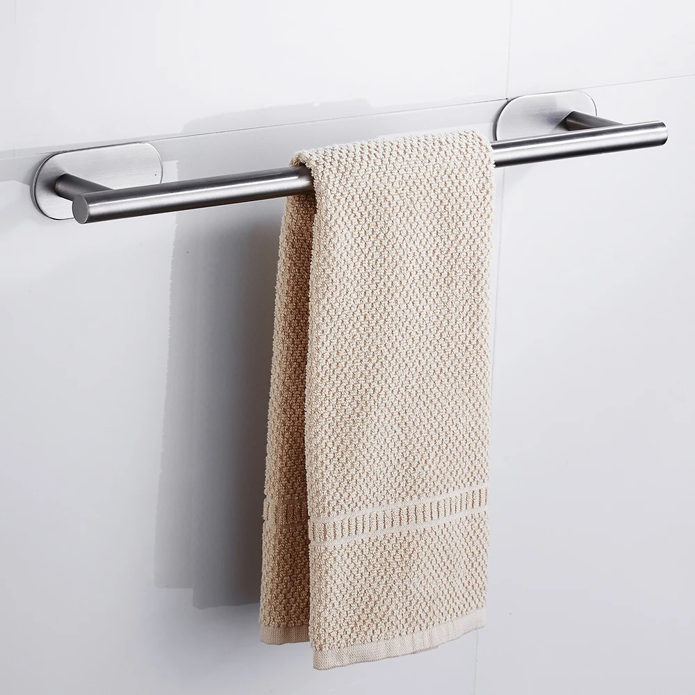 Towel Holder Stainless Steel Self Adhesive Towel Rail No Drilling Kitchen Rack Wall Hanging Bathroom Hardware for Home