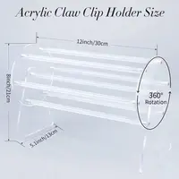 360-Degree Rotating Claw Clip Holder Acrylic Claw Clip Holder Transparent Hair Pins Display Stand Fashion Claw Clip Organizer 2