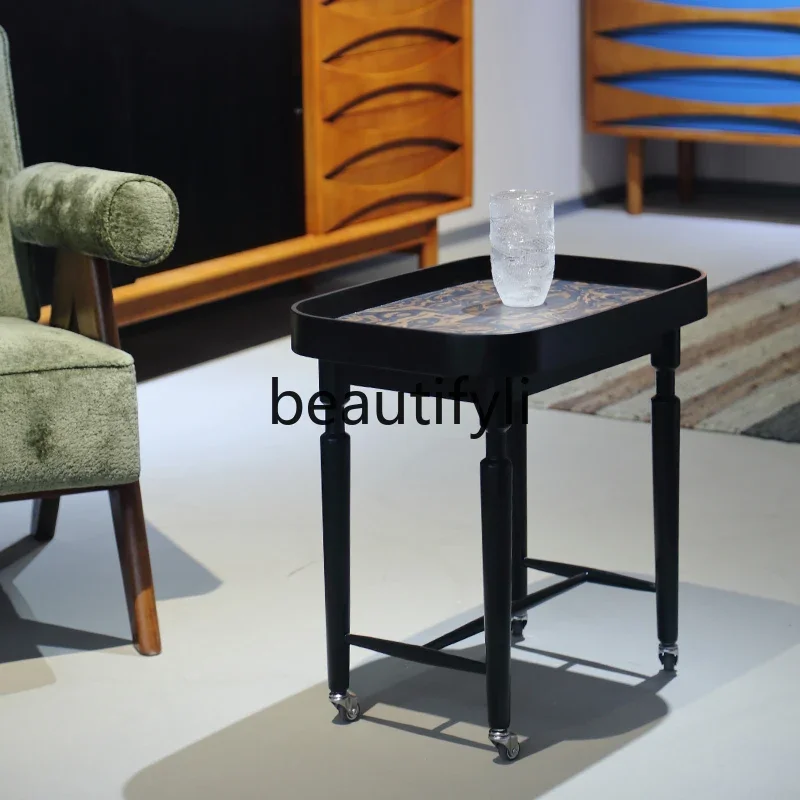 Sofa small side few cherry wood movable corner few small side coffee table table with roller mini