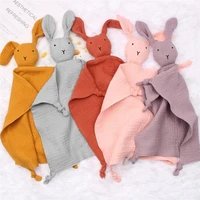 J15U Baby Soothe Blanket Rabbit for Doll Appease Towel Gauze Bibs Teether Muslin Absorbent Bandana Infants Feeding Bib G