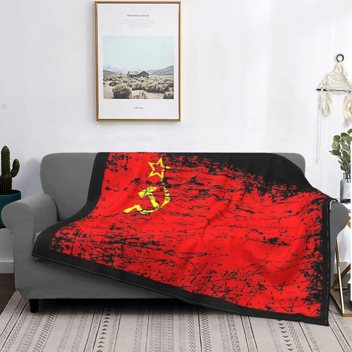 Soviet Union Ussr Russia Flag Blanket Flannel Textile Decor Socialist