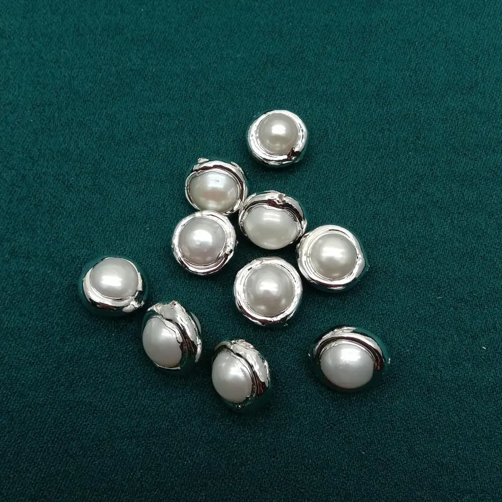 Wholesale 20 PCS Cultured White Pearl Round Shape With Electroplated Edge Jewelry Accessories For Make Jewelry