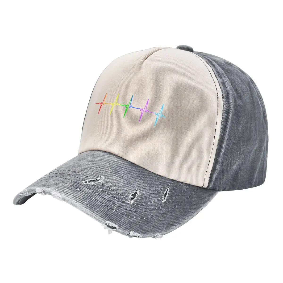 

Hip Hop Rainbow Pulse Hearbeat LGBT Baseball Cap Unisex Distressed Denim Snapback Cap Gay Pride LGBTQ Lesbian Golf Gift Hats Cap