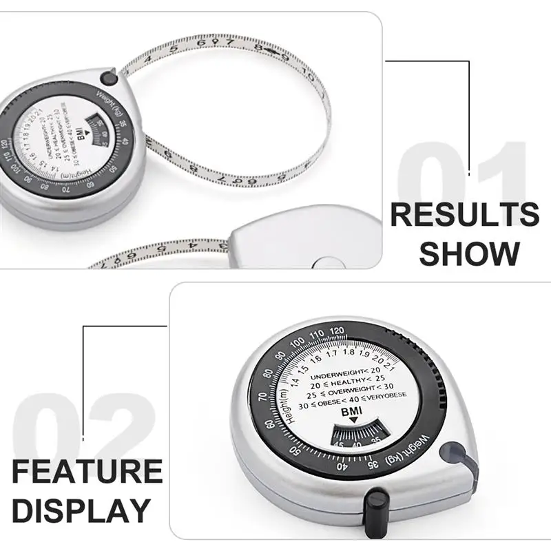 Tape Measure Retractable BMI Calculator Tape BMI Body Waist Measuring Tape Waist Measuring Calculator Body Fat Monitor Fat Measurement Ruler tape measure