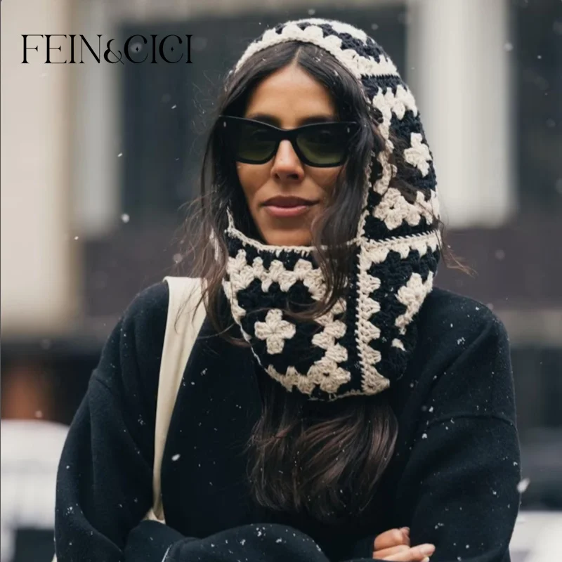 

Colorful wool knit Balaclava ranny wooden Square Winter warm Crocet die at, Winter Accessories