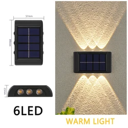 Elegant Waterproof Solar Wall Lamp for Outdoor Garden Decoration | Warm Luminous Light with Upward and Downward Illumination (6LED warm)