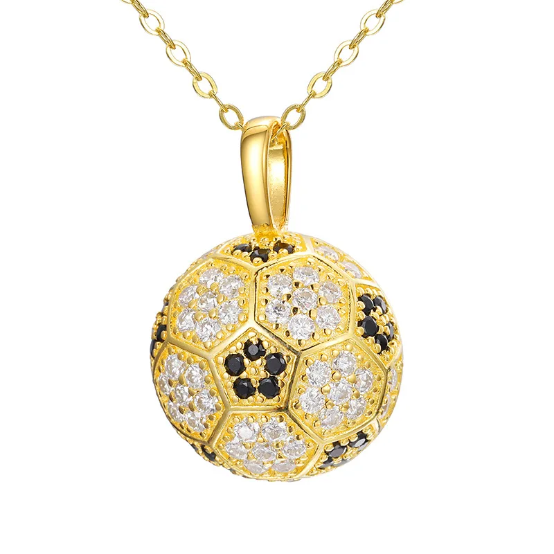 

S925 Sterling Silver Moissanite Paved Bling Ice Out Soccer Football Pendants Necklaces for Men Rapper Jewelry Gift