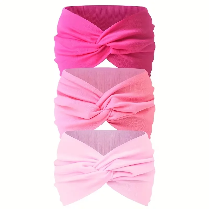 3PCS Women's Wide Hair Band in Elastic Solid Color, Anti-Slip Hair Accessory for Exercise, Multi-Functional Accessory