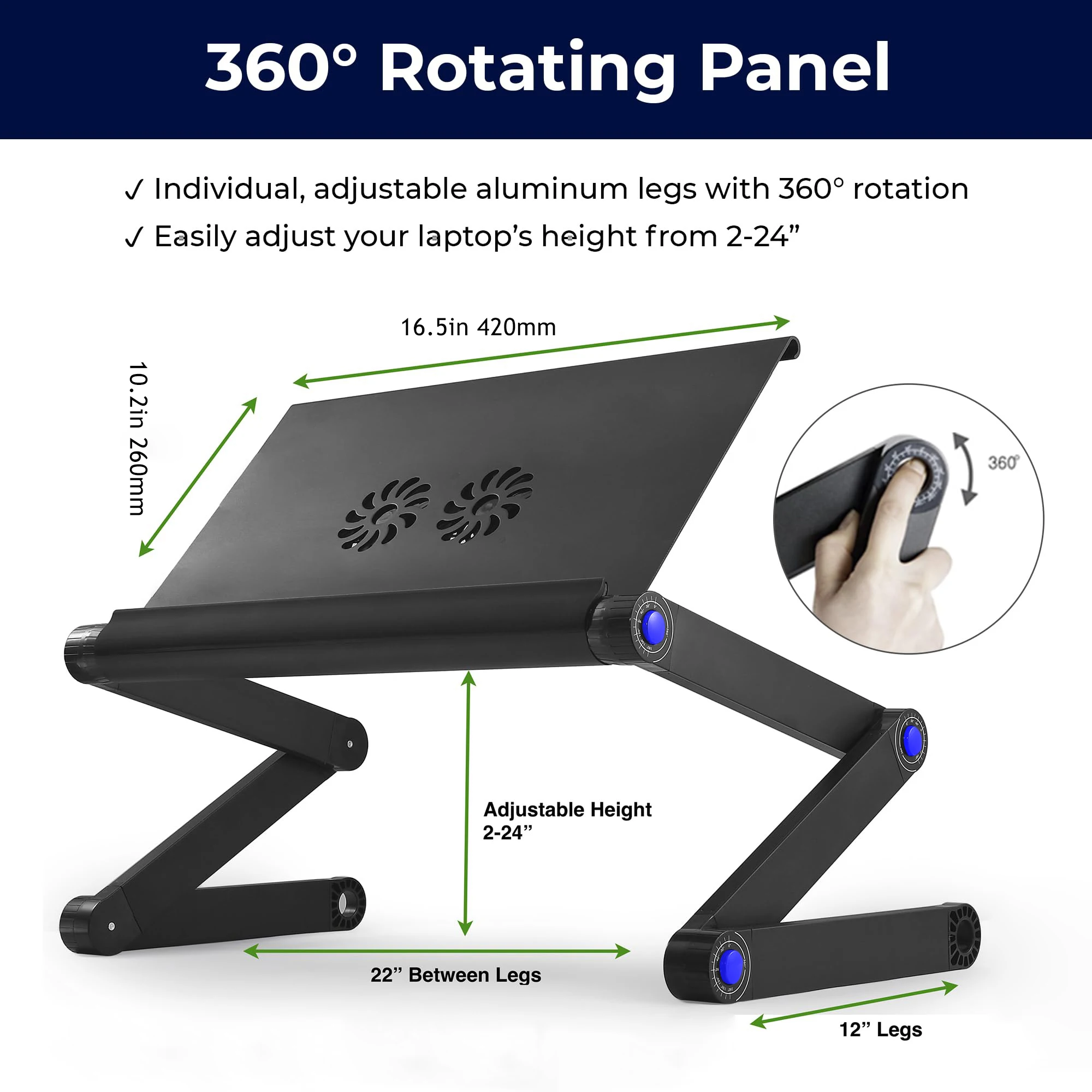 Laptop Stand Desk Adjustable Riser Portable with Mouse Pad Aluminum Laptop table Cooling Holder desk for bed desktop