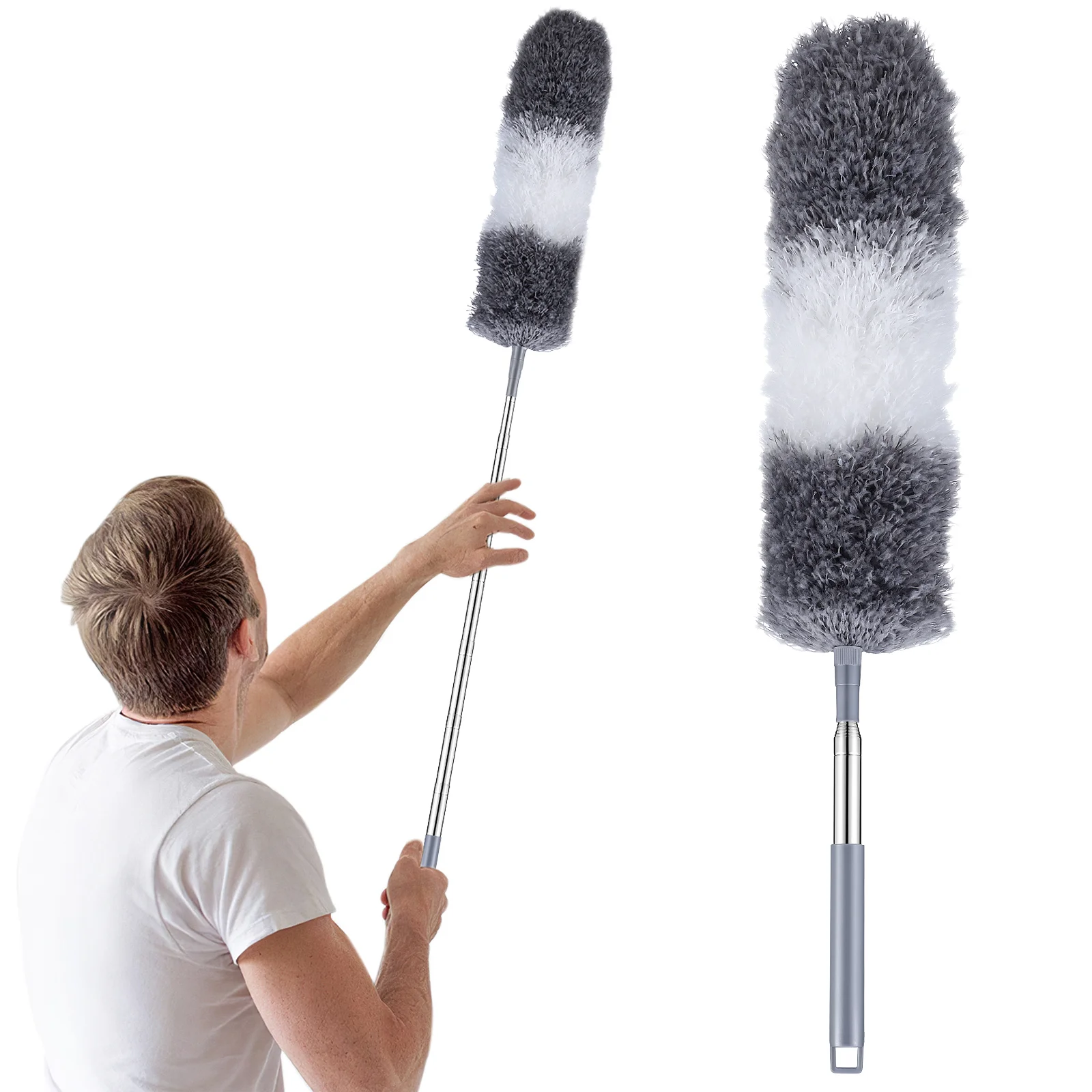 

Duster With Extension Pole Microfiber Duster Dust Cleaner Flexible Duster Fan Cleaner Duster Ceiling Duster