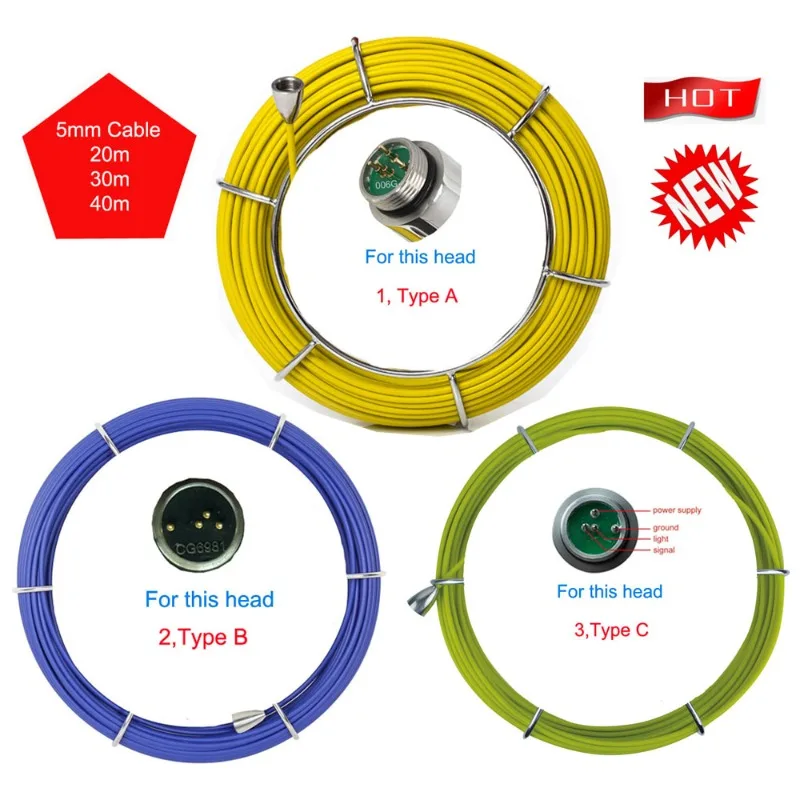 

5mm Rigid Fiberglasses Cable With Connector For Pipe Inspection Snake Camera For Repair