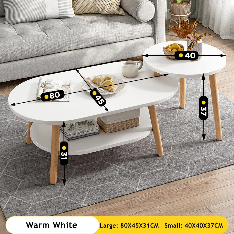 2 Sets Coffee Table 2-Tier Modern Nest of Tables White Side End Tea Tables