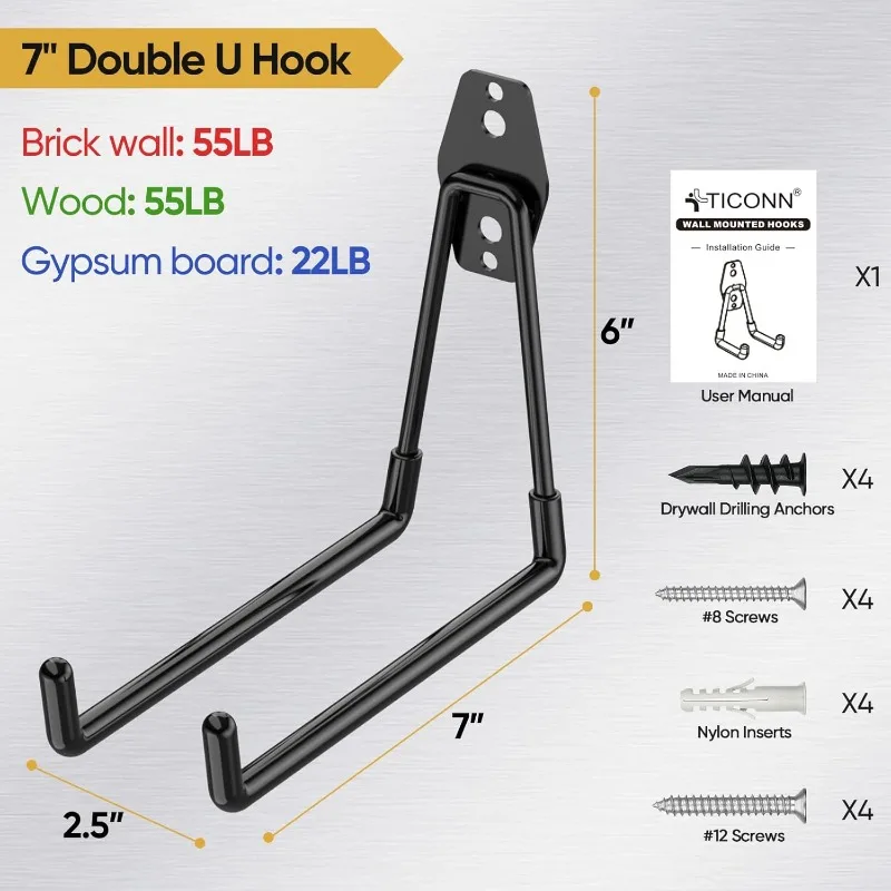 Wall Mounted Hose Bracket Stainless Steel Multi Use Hook For Garage Storage Garden Tools Organization Heavy Duty With Screws_voghion.com