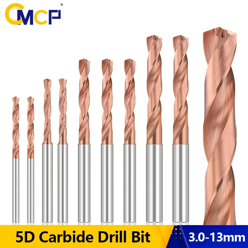 CMCP Drill Bit 5D 3.3-10mm Tungsten Steel Carbide Drill Bit TICN Coated HSS Drills For Metal Working CNC Machine