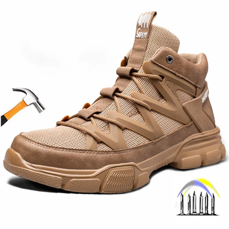 

Male Work Boots Indestructible Shoes fashion Safety Shoes anti Puncture work shoes with steel toe anti slip Work safety Sneakers